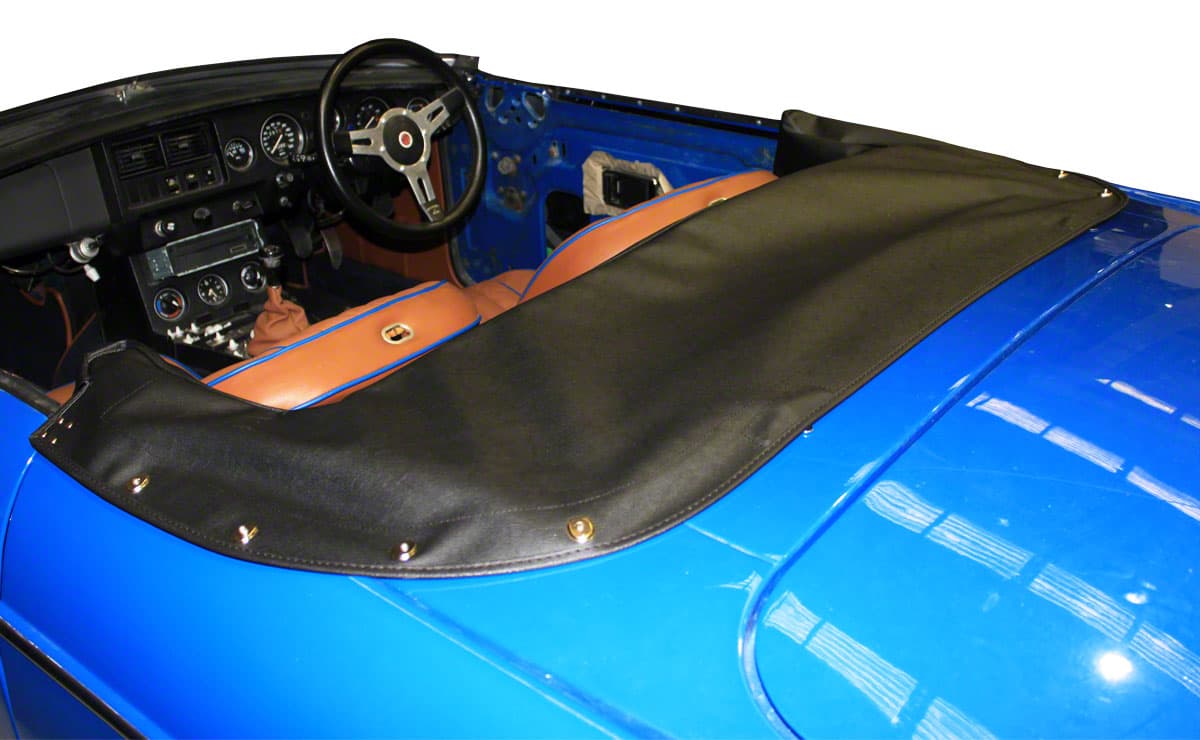 MGB 1962-1980 Factory Quality Vinyl and Fabric Mohair Hood Covers, Half Tonneau Covers - Prestige Autotrim Products Ltd