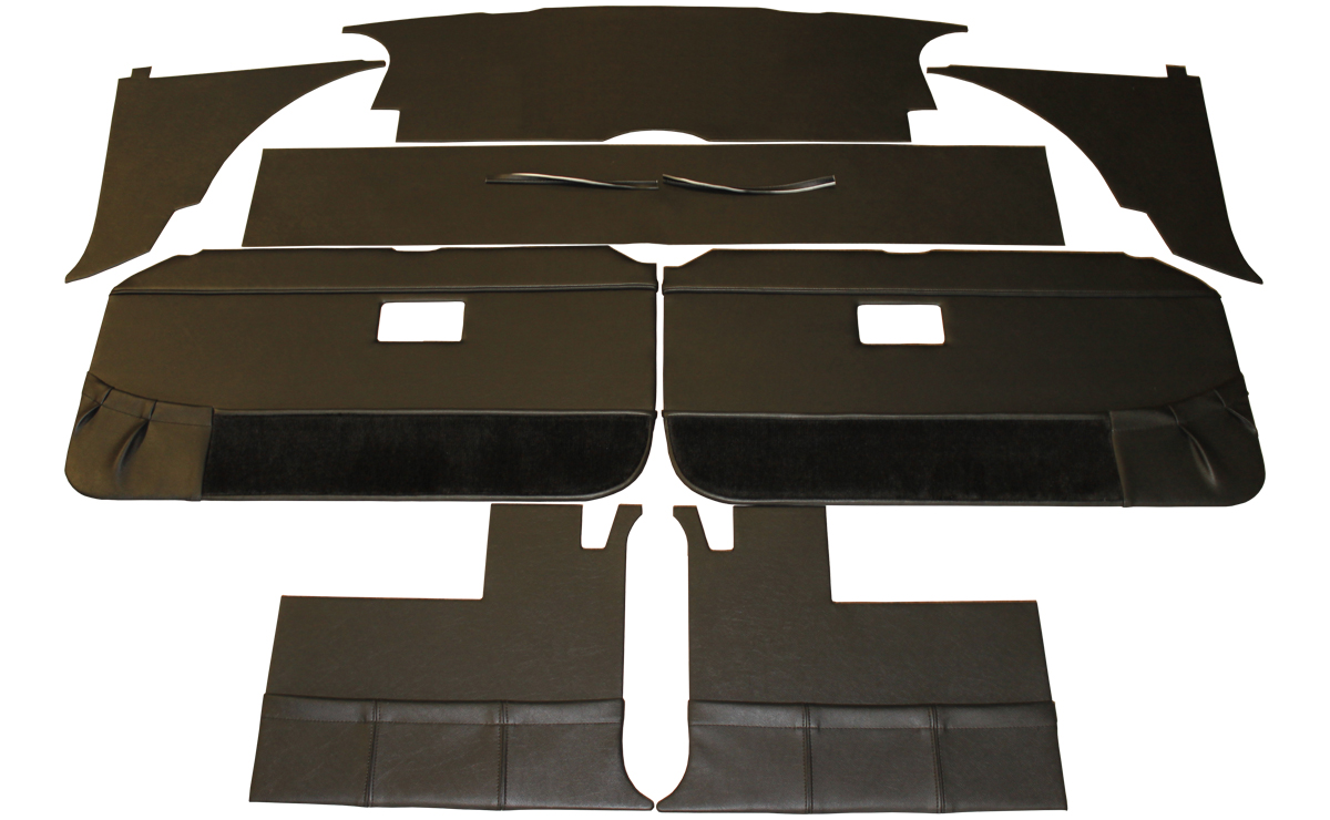 Newton Commercial 6pc Interior Panel Set – MGB GT 1970-75, Black, Door Panels Included, UK Made